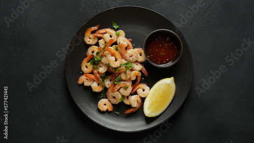 Homemade Sauteed Shrimps with Herbs and Lemon