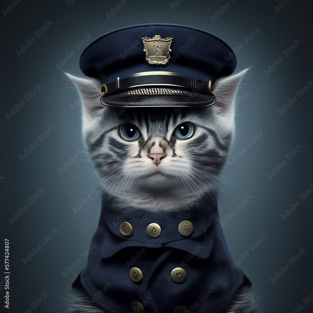 cat in police uniform, police cat generated IA