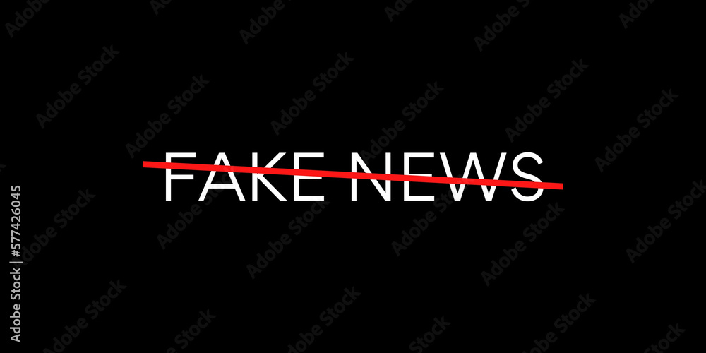 Fake news word text crossed with a red line representing no or stop fake news. Stop fake and disinformation typography. Fake news word text crossed with a red line representing no or stop fake news. Stop fake and disinformation typography.