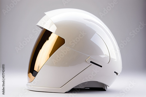Generative AI illustration of modern white protective helmet photo