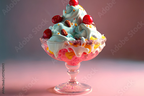 Generative AI illustration of yummy sweet ice cream dessert photo