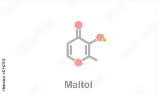 Simplified scheme of the maltol molecule. photo