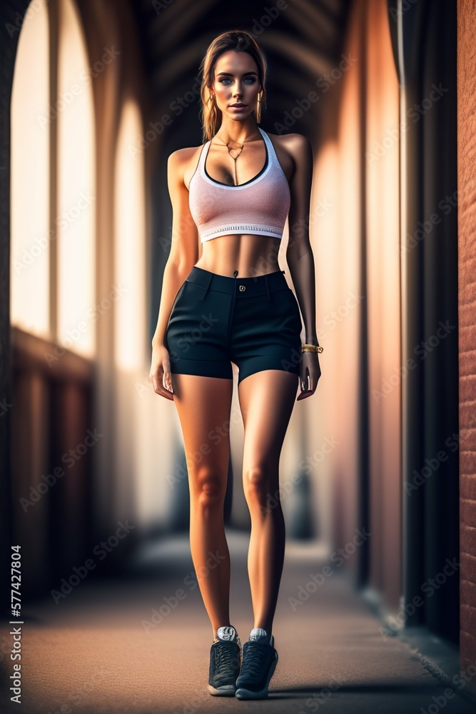 Life cute beautiful skinny young woman in hot pants, World Beautiful