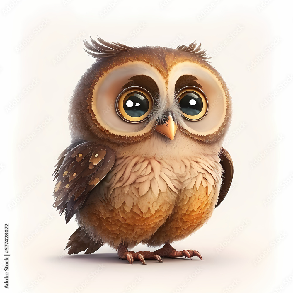 Owl Isolated on White Background. Generative AI Owl Isolated on White Background. Generative AI
