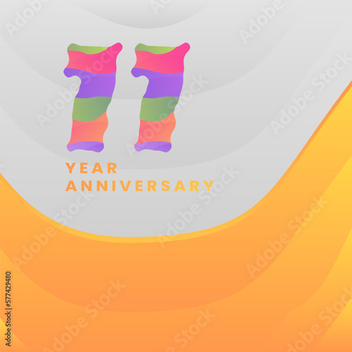 11 Years Annyversary Celebration. Abstract numbers with colorful templates. eps 10.