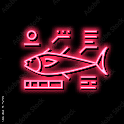 tuna fish characteristics neon glow icon illustration