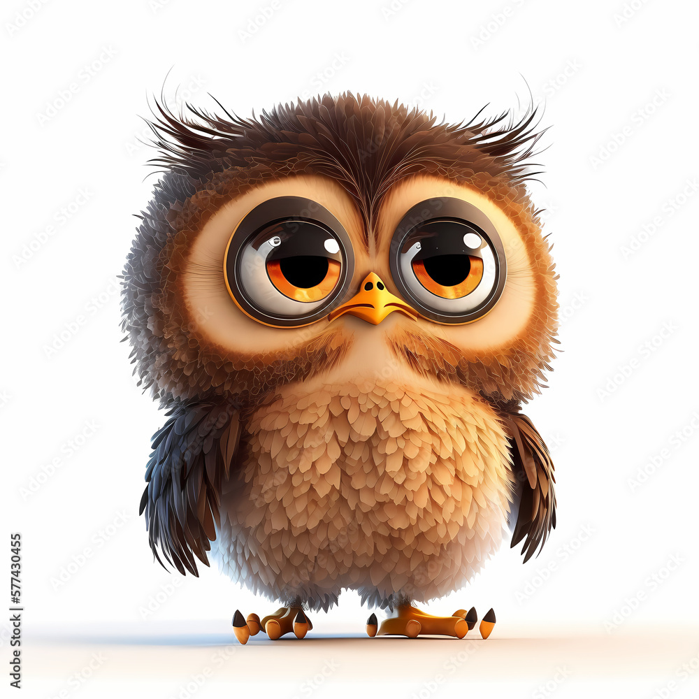 Owl Isolated on White Background. Generative AI Owl Isolated on White Background. Generative AI