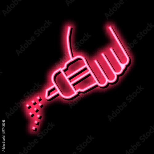 hand salting dish neon glow icon illustration