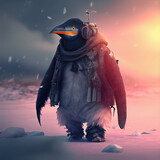 penguin wearing army clothes 