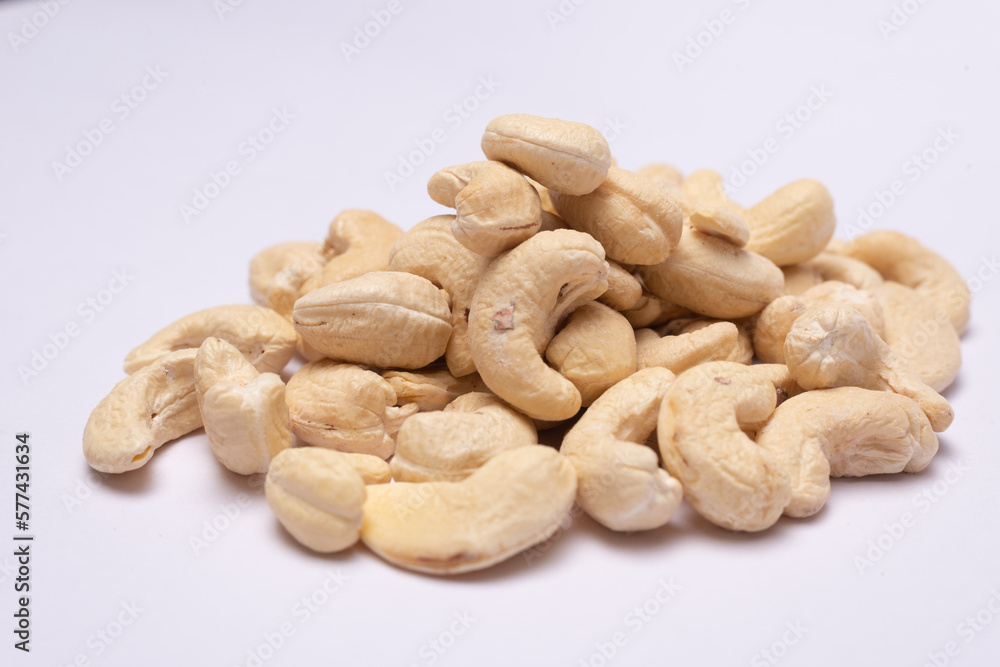 cashew nuts on white background cashew nuts on white background