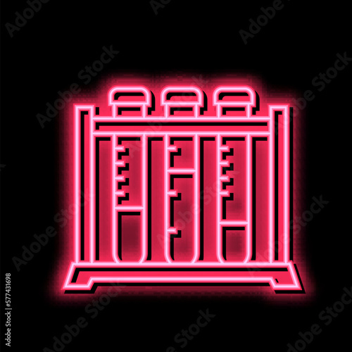 test tube rack neon glow icon illustration