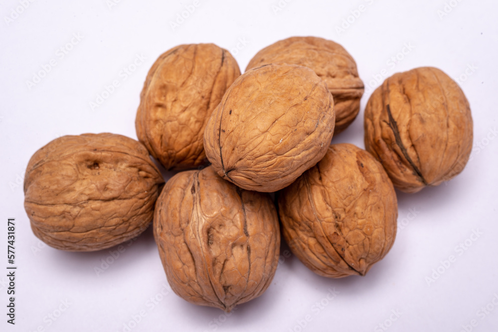 walnuts on a white background walnuts on a white background