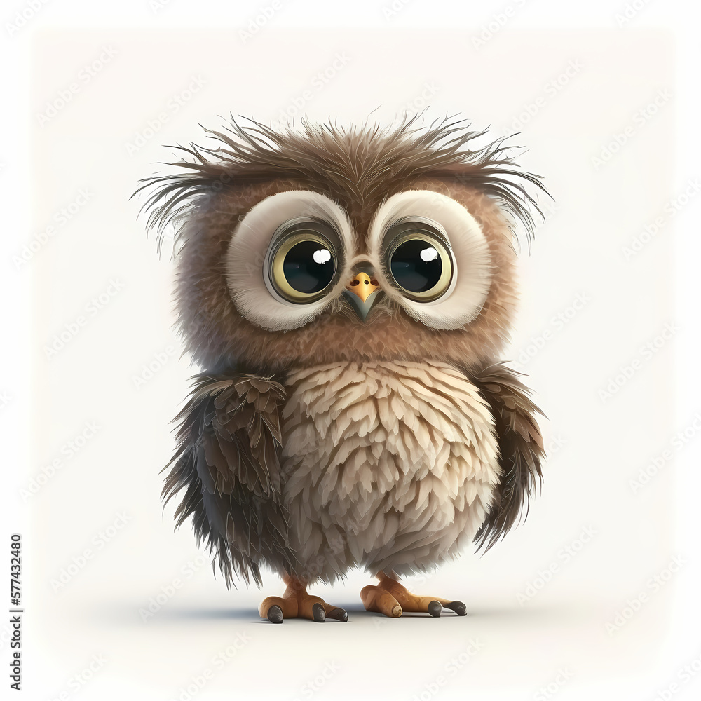 Owl Isolated on White Background. Generative AI Owl Isolated on White Background. Generative AI