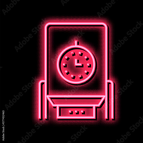 paper chips dryer machine neon glow icon illustration