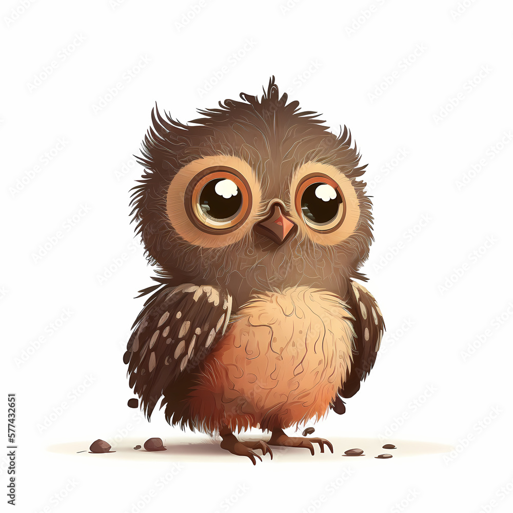 Owl Isolated on White Background. Generative AI Owl Isolated on White Background. Generative AI