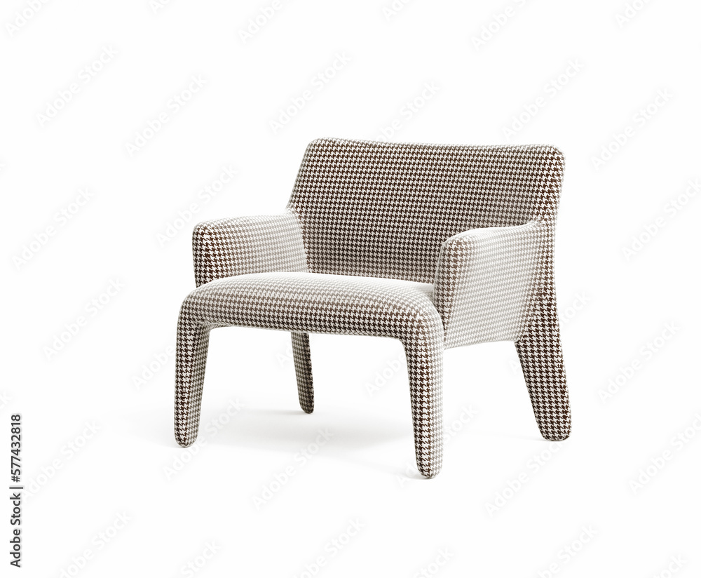 Naklejka premium Beige upholstered modern chair isolated in white background 