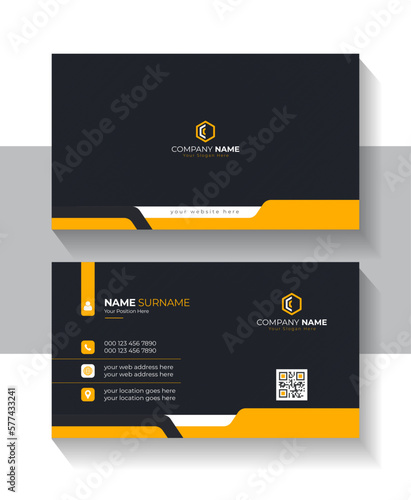 Orange elegant corporate business card template vector design for business