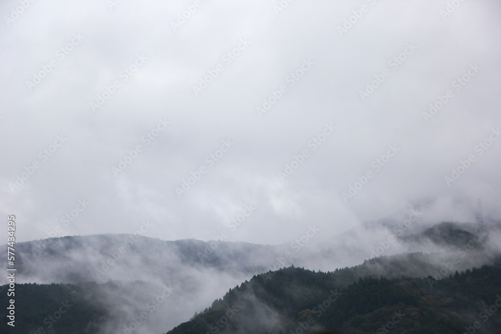 Early morning fog over mountains 