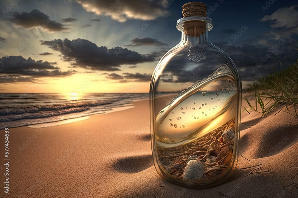 Nature in bottle. Saving good times. Ai generated. Nature in bottle. Saving good times. Ai generated.