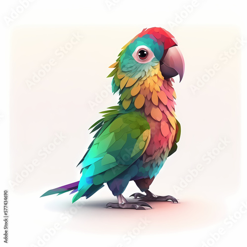 Parrot Isolated on White Background. Generative AI