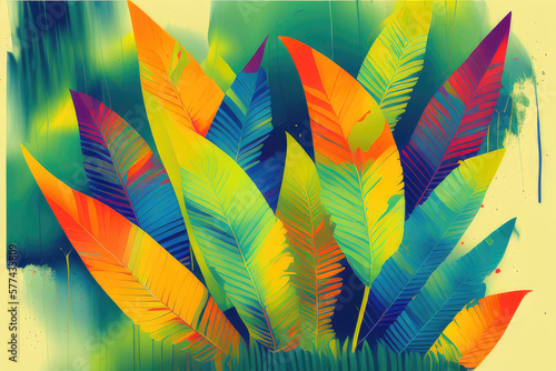 Generative ai dark tropical leaf background design style with monstera forest leaves