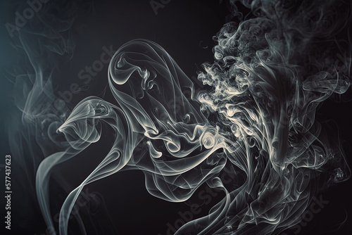 Beautiful and colorful smoke with black background. Generated AI