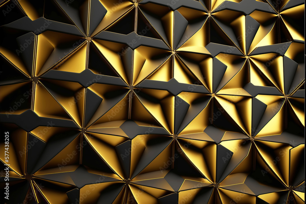 Geometric triangular pattern of gold and black structural elements Geometric triangular pattern of gold and black structural elements