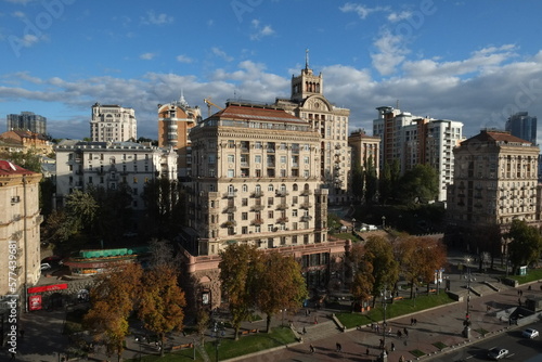 A nice view of Kyiv center from a building on Krechtchatik avenue.