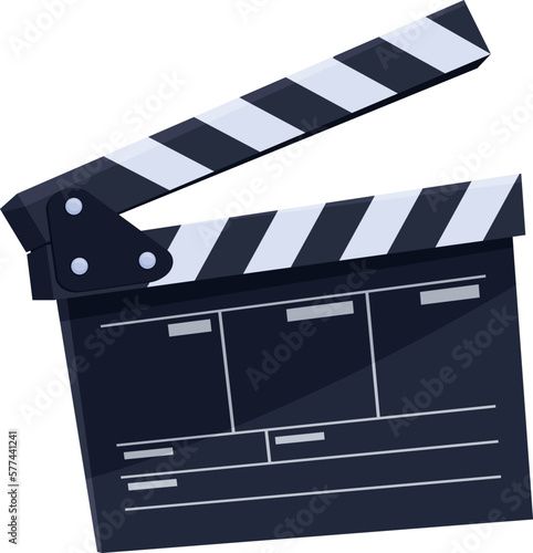 Cinema clapperboard movie film clap board slapstick filmmaking device isometric vector illustration