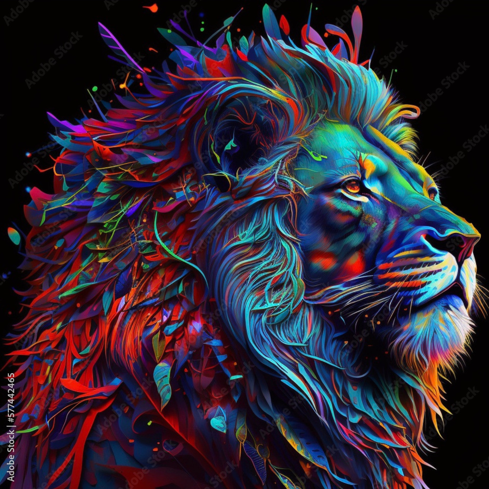 colorful lion head