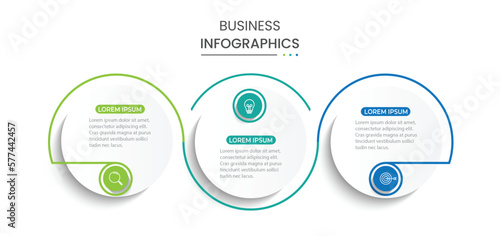 Vector infographic thin line design with marketing icons. Business concept with 3 options, steps or processes.