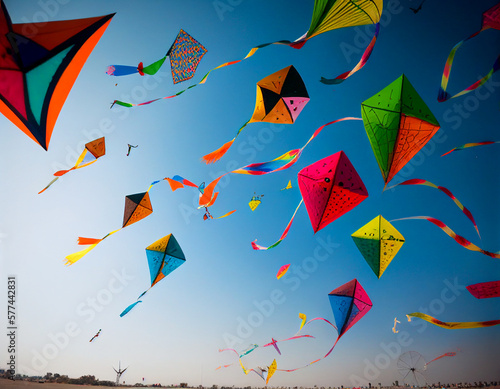A Painting of a Kite Festival Celebration | Generative AI