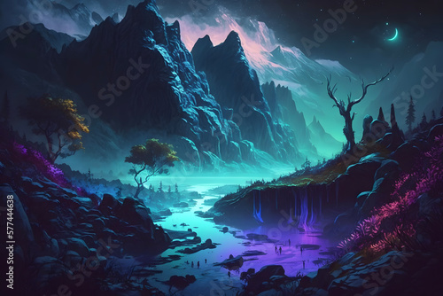 dark fantasy landscape rgb, background