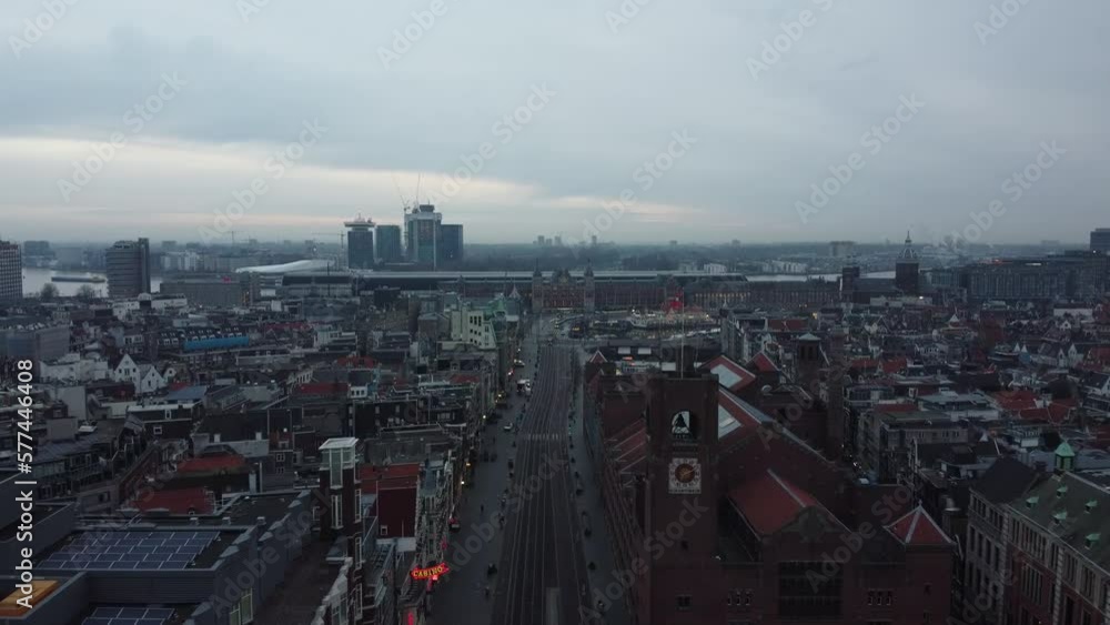 Amsterdam Station Aerial View in the Early Morning Amsterdam Station Aerial View in the Early Morning