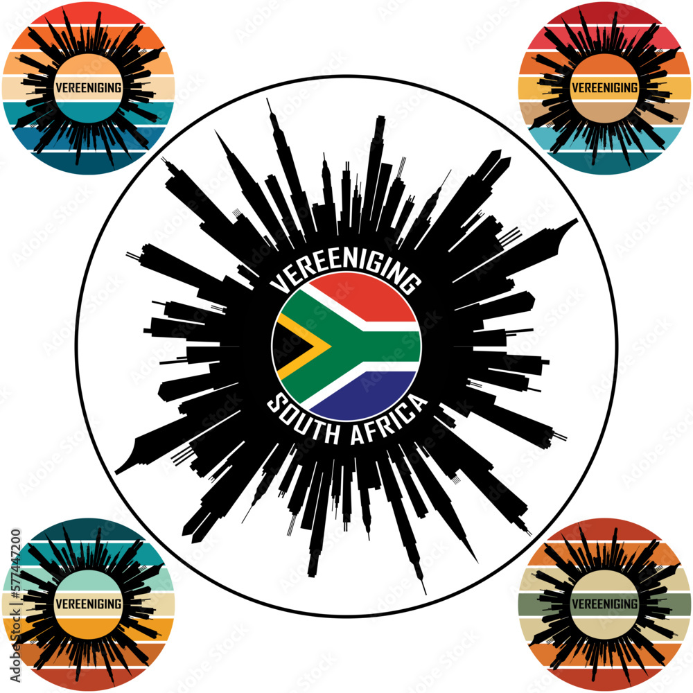 Vereeniging South Africa Flag Skyline Silhouette Vereeniging South