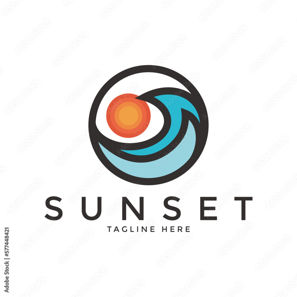 sun and waves icon logo vector symbol illustration design, sun modern logo for business company design sun and waves icon logo vector symbol illustration design, sun modern logo for business company design