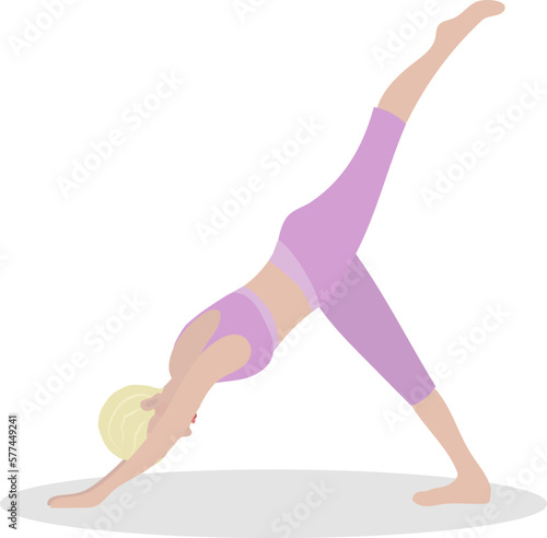 Woman exercising yoga. Vector illustration in flat cartoon style, concept illustration for healthy lifestyle, sport, exercising.