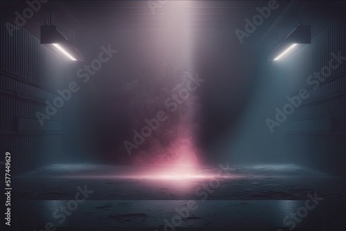 Abstract scene, fog, light, empty room