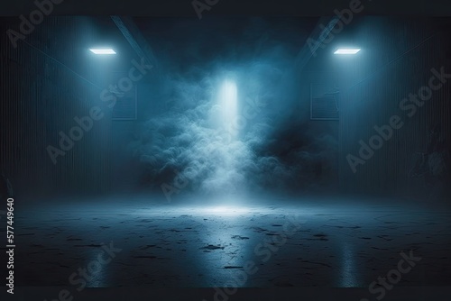 Abstract scene, fog, light, empty room