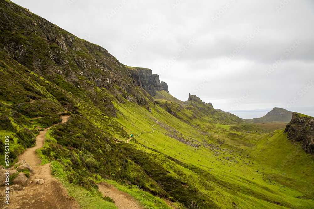 Beautiful image of spectacular scenery of the Quiraing on the Isle of Skye