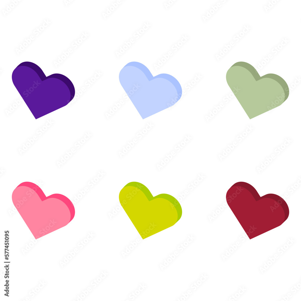 Set of multicolored hearts. Vector illustration