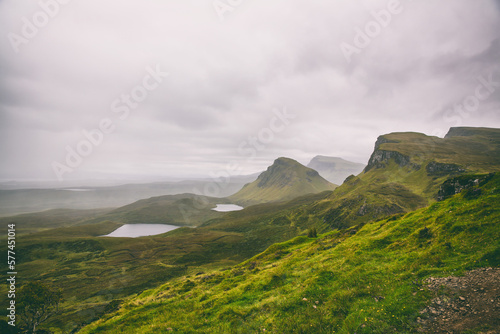 Beautiful image of spectacular scenery of the Quiraing on the Isle of Skye