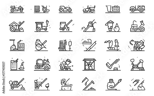 Construction icons set. Simple collection of Construction Related Vector Line Icons.. Tools, House icons, Builder,Vector