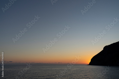 sunset over the calm sea