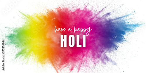 Have a happy Holi. Color Holi festival. Colorful explosion for Happy Holi powder. Color powder explosion background.
 photo