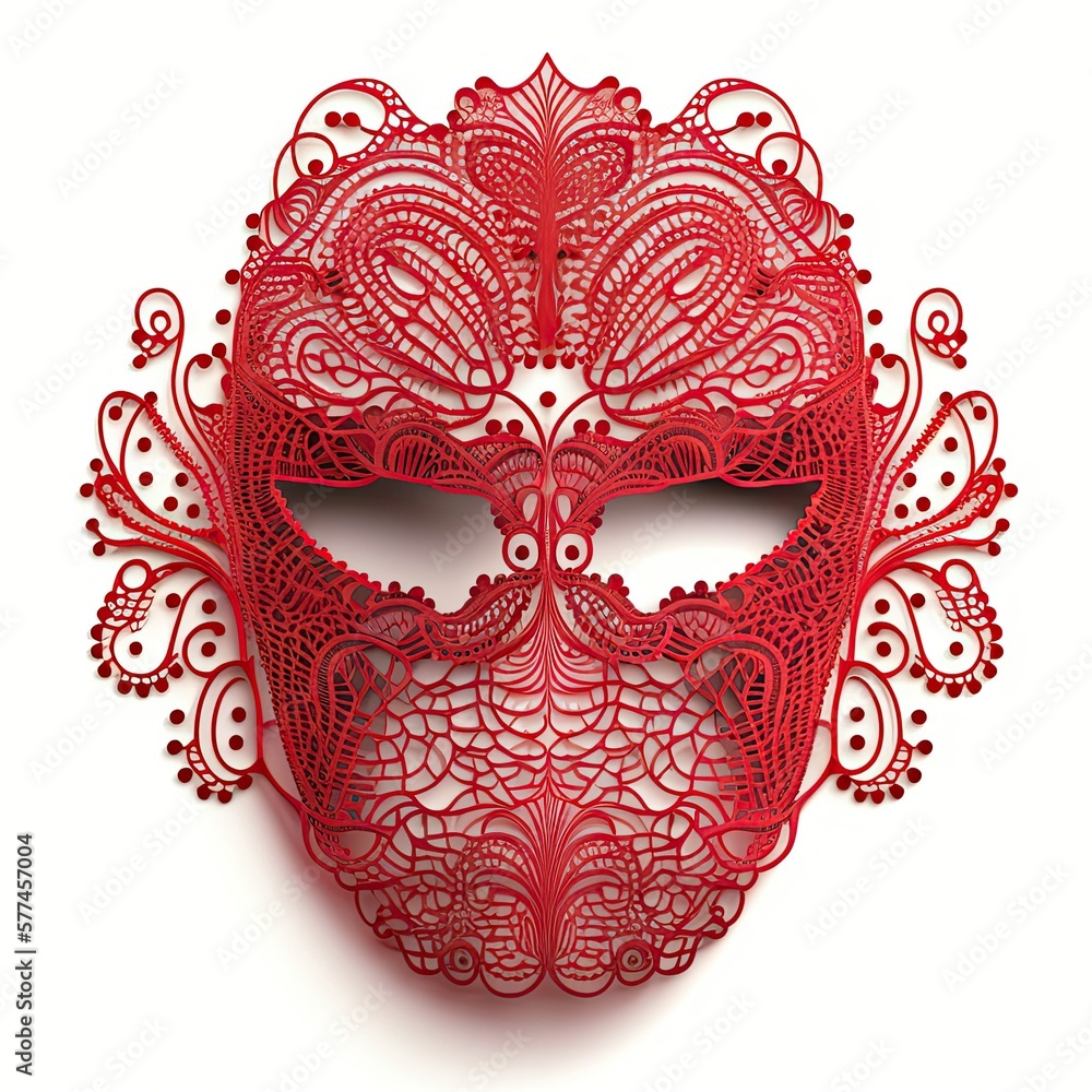 Naklejka premium Floral lace filigree facial mask made with Generative AI