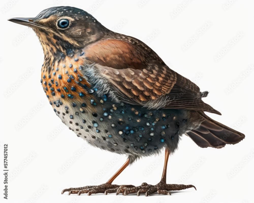 Fototapeta premium Illustration of Bird isolated on white background. Generative AI