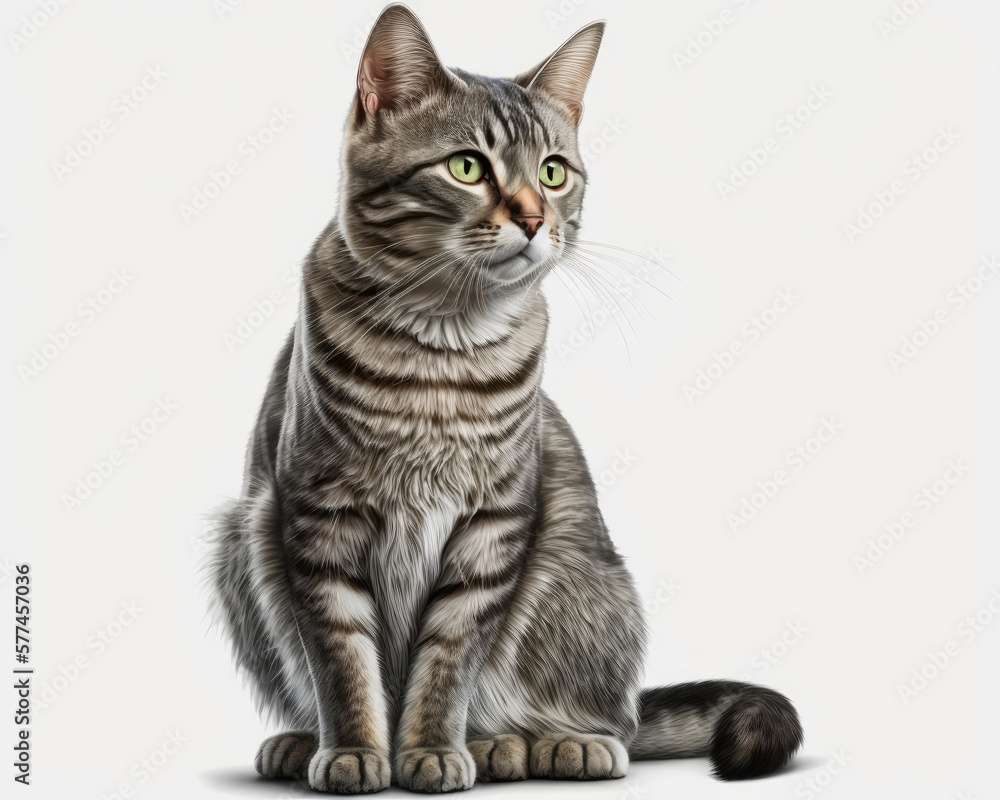 Illustration of Cat isolated on white background. Generative AI