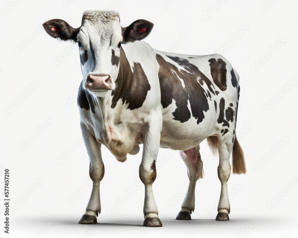 Illustration of Cow isolated on white background. Generative AI