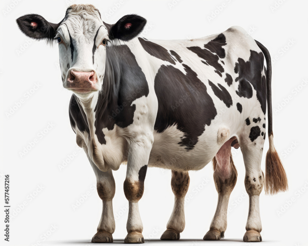 Illustration of Cow isolated on white background. Generative AI